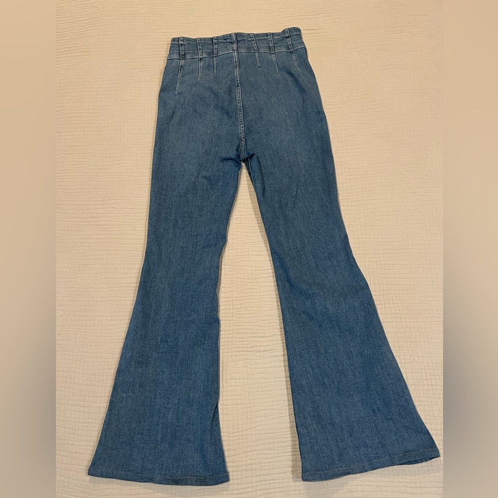 Free People We The Free Sunburst Blue Jayde Ultra High Rise Flare Leg Jeans 29 - Picture 7 of 16